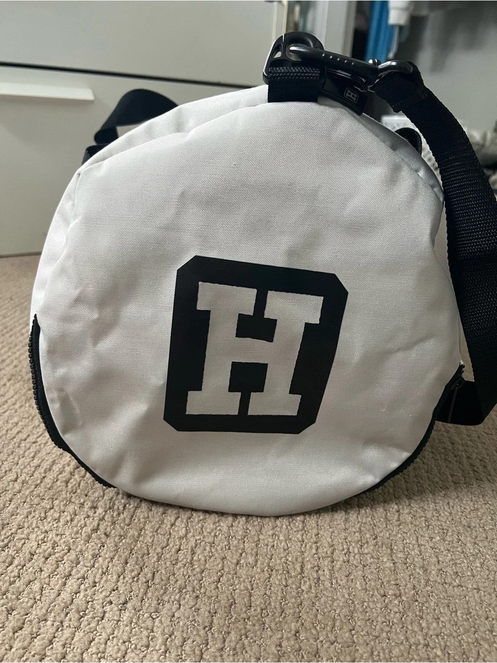 Hogwarts Quidditch Team Captain White Duffel Bag with Rainbow Accent